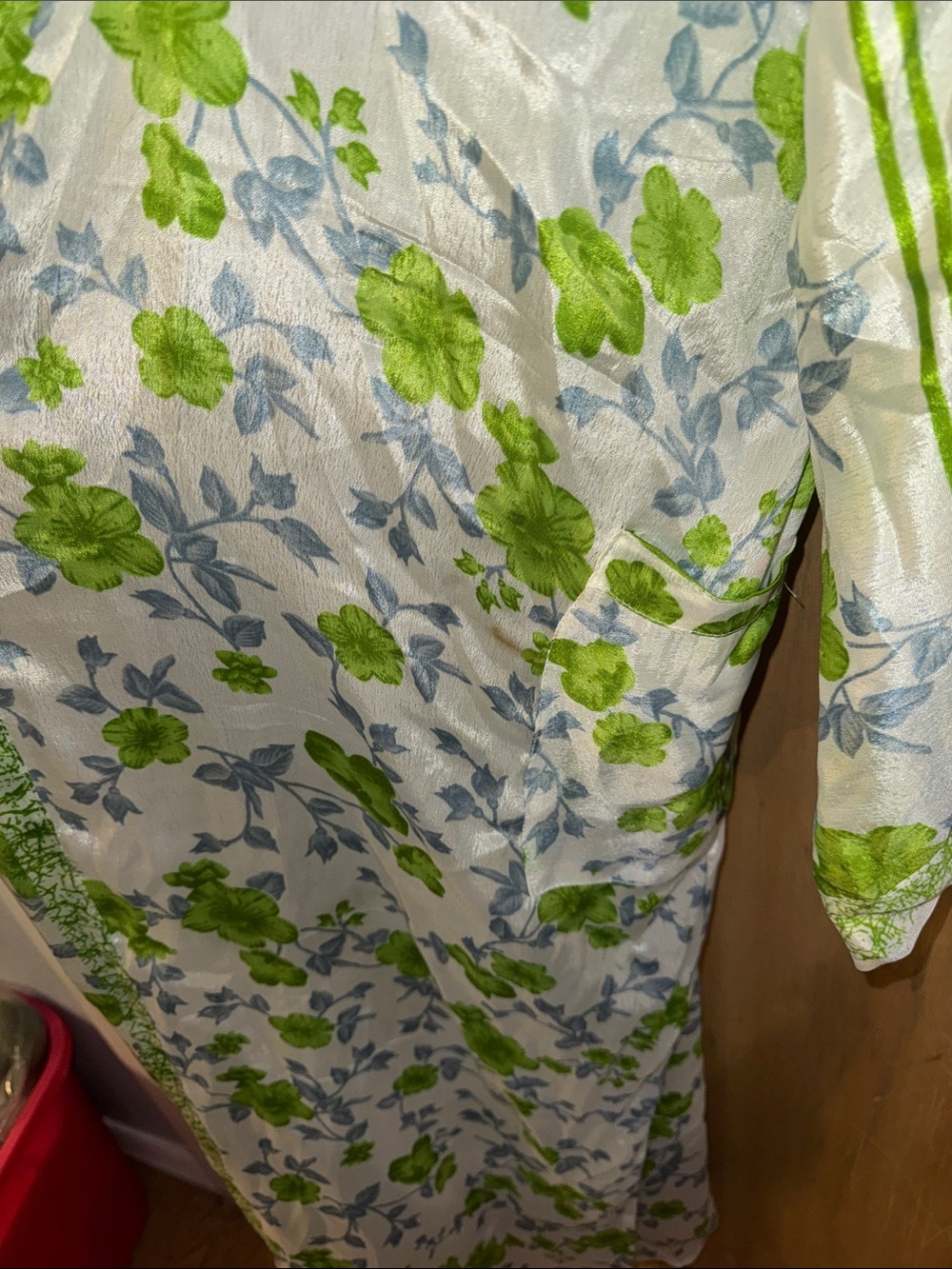 Lightweight Floral Kimono Robe Semi-Sheer Pockets Duster OSFM - Picture 5 of 5